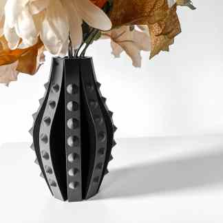 Elegant black LEGO-inspired vase suitable for modern home decoration and interior styling.