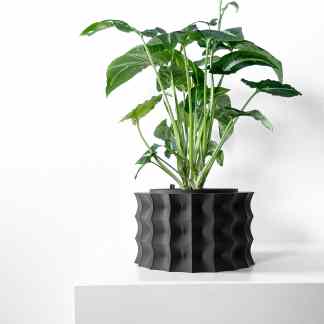 3D printed plant pot with modern geometric design, ideal for home decor and plant aesthetics.