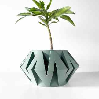 Stylish 3D-printed plant pot designed with geometric patterns, perfect for contemporary home decor.