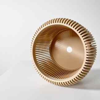 High-quality 3D printed beige gear, perfect for industrial and engineering projects.