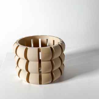 3D-printed wooden vase with modern geometric design, ideal for stylish home decor and interior accents.
