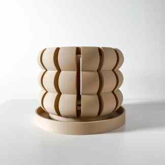 Modern wooden 3D-printed decor with intricate organic shapes.