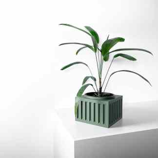 Stylish houseplant in contemporary geometric pot for home decor.