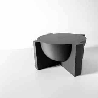 High-resolution 3D printed modern black geometric sculpture with smooth finish.