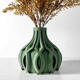 Vase with complex 3D printed geometric design, modern decor, eco-friendly filament.