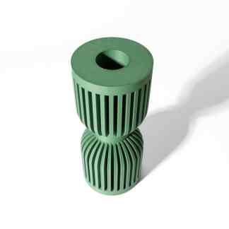 High-quality 3D printed green filter part with vertical fins for industrial applications.