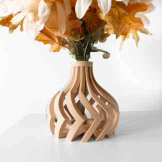 3D printed decorative vase with unique wave pattern, ideal for modern interior styling.