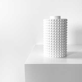 3D printed geometric white vase, innovative design by AM Square 3D for home decor.