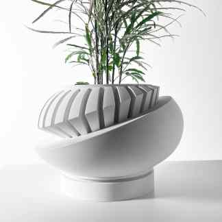 3D-printed geometric planter for stylish home decor and plant display.