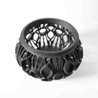 High-quality black 3D-printed lattice ring showcasing advanced additive manufacturing technology.