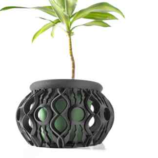 3D printed plant pot with innovative geometric pattern for home decor and gardening enthusiasts.