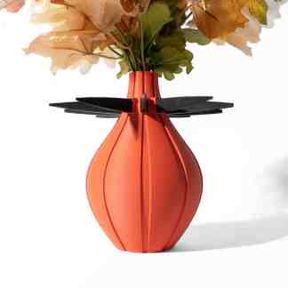 A vibrant 3D modeled vase holding flowers with detailed textures and realistic shading for modern decor.