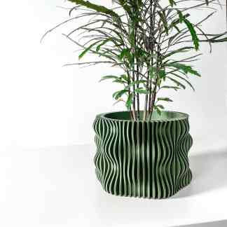 Highly detailed 3D printed planter with unique wave pattern, suited for indoor plants.