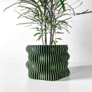 3D printed plant pot with unique wavy design, perfect for modern eco-friendly home decor.