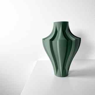 Elegant green 3D-printed vase with modern geometric design for home decor.