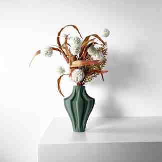 Stylish 3D-printed vase holding dried flowers, perfect for modern home decor and interior design accents.