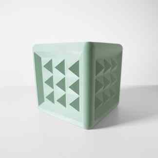 High-quality 3D printed puzzle cube with geometric triangle patterns, perfect for educational and decorative purposes.