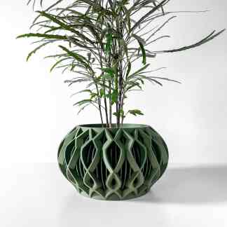 3D-printed geometric flower vase, eco-friendly home decor, modern design, stylish planter.