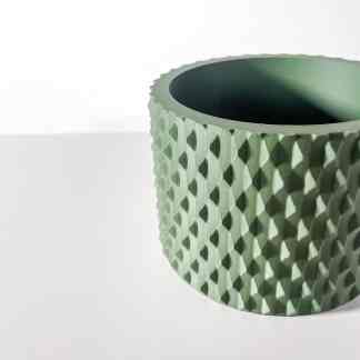3D printed textured vase with geometric pattern, showcasing advanced design and craftsmanship for stylish decor.