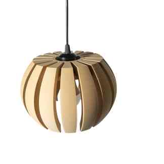 Stylish wooden pendant light with unique slat design for modern home lighting.