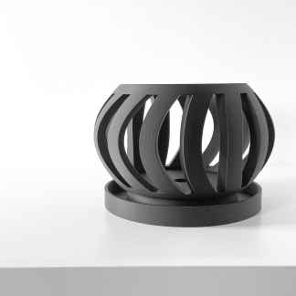 Stylish black 3D-printed decorative sculpture showcasing innovative design.