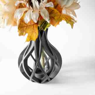 Versatile black vase with floral display, perfect for stylish home decor projects.