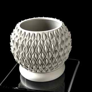 A modern, 3D-printed ceramic vase featuring detailed geometric lattice design, perfect for contemporary home decor.