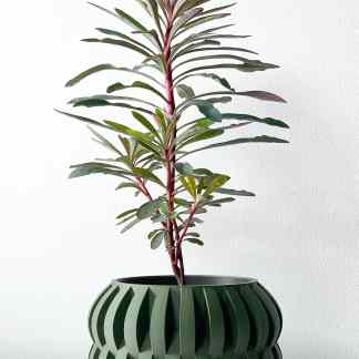 Vibrant green 3D-printed planter with unique geometric design, perfect for modern home and garden decor.