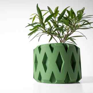 Vibrant green 3D RANO planter with geometric design for stylish home decor and indoor plant arrangements.