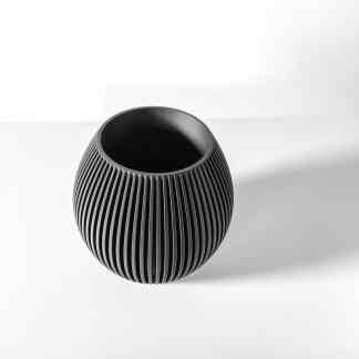 3D printed decorative vase with textured ribbed surface for stylish home decor.