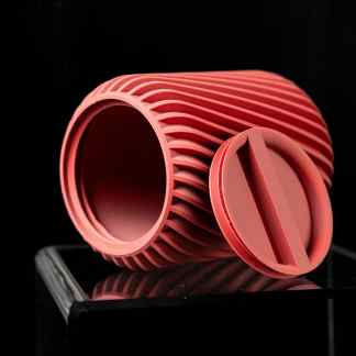 High-quality 3D printed red filter holder showcasing detailed craftsmanship for photography.