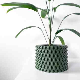 3D printed geometric plant pot with intricate pattern, perfect for stylish home decor and plant display.