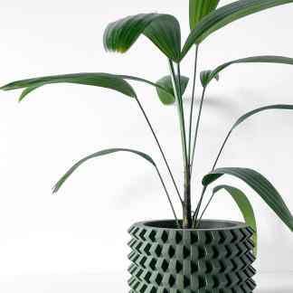 3D printed plant pot with modern geometric design, perfect for stylish indoor spaces and houseplants.