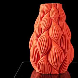 3D printed Ripple vase showcasing intricate flowing wave patterns, perfect for modern interior design.
