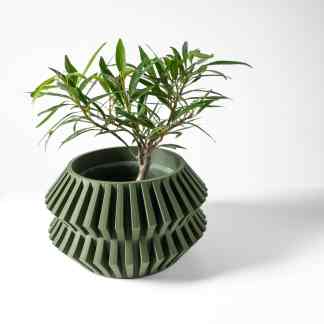 Unique 3D printed planter with intricate ridges, perfect for stylish indoor plants.