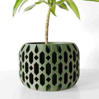 Stylish 3D-printed geometric plant pot, featuring honeycomb pattern for modern home or garden decor.