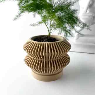 Elegant 3D-printed planter showcasing detailed ribbed texture and contemporary design.