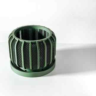 High-quality 3D-printed green filter holder showcasing advanced manufacturing technology for industrial applications.