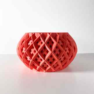 High-quality 3D printed decorative vase in vibrant red color.