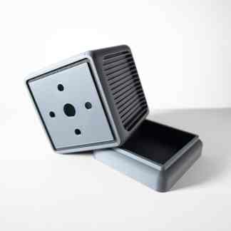 High-resolution 3D printer component with vented design for enhanced cooling.