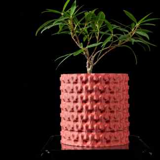 3D printed plant pot with textured surface, perfect for home decor and garden plants.