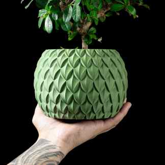 3D printed geometric plant pot, innovative home decor, eco-friendly design, plant sculpture, modern art.