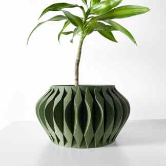 Stylish 3D SEVI planter in dark green with unique geometric design, ideal for modern home decor.