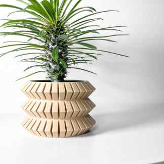 3D printed plant pot with geometric pattern, ideal for modern home interior and stylish plant display.