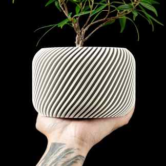 3D printed plant pot with ribbed pattern, modern home decor, durable and stylish flower pot.