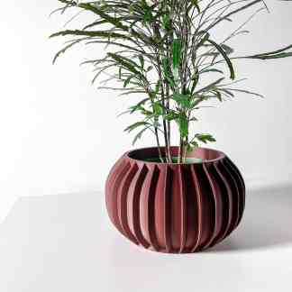 Stylish 3D printed flower pot with unique ribbed texture, ideal for modern interior design.