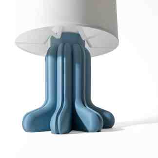 Stylish blue and white SORU lamp, perfect for modern decor and ambient lighting.