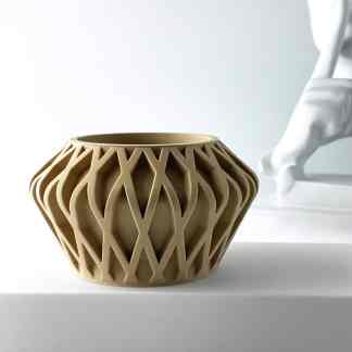 3D printed vase with intricate lattice design, showcasing innovative additive manufacturing technology.