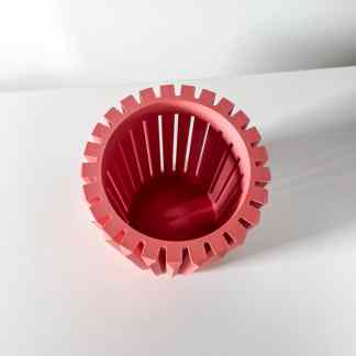 High-quality 3D printed red gear made with precision for engineering and industrial use.