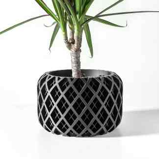 3D printed plant pot with detailed lattice pattern, ideal for contemporary indoor plant displays.